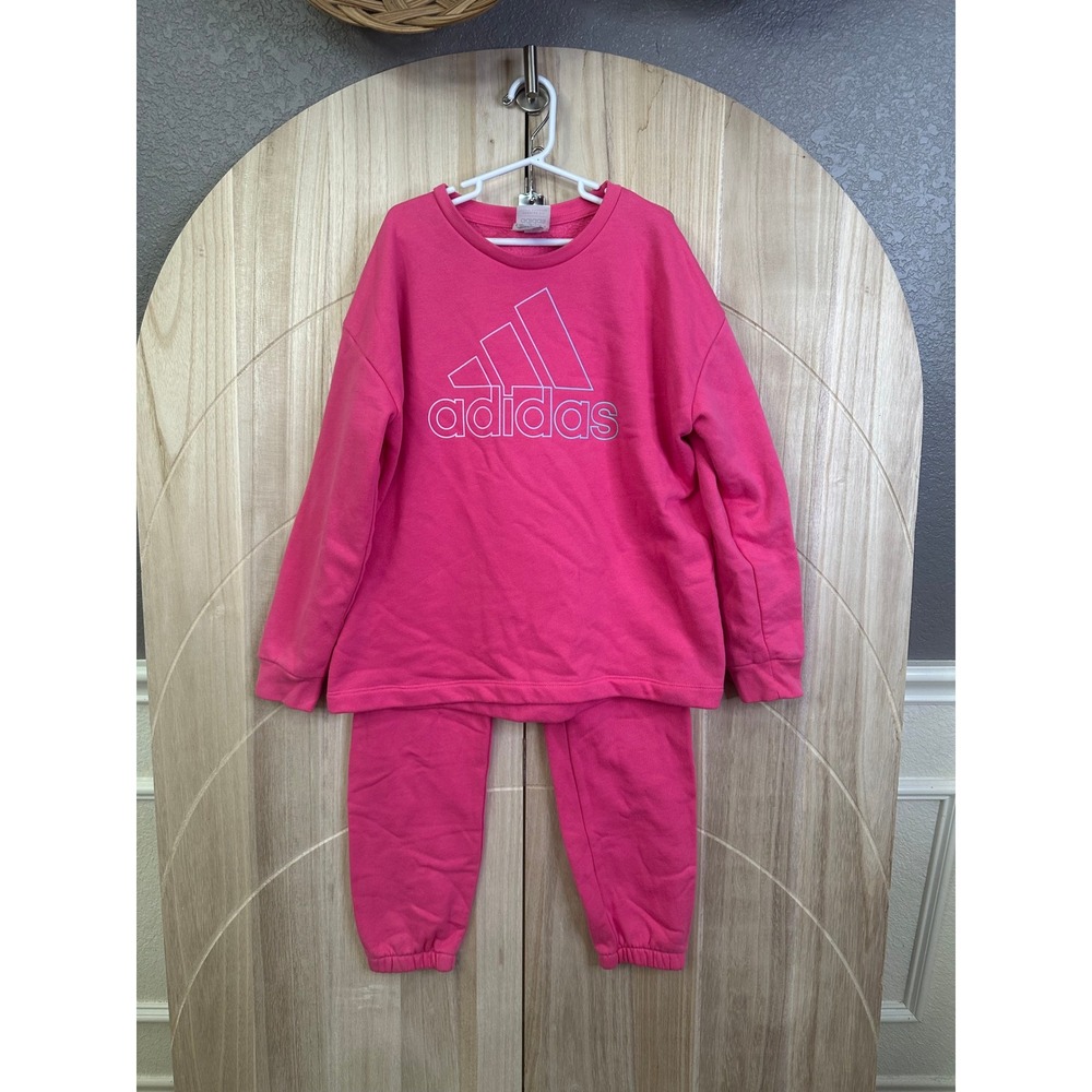 Adidas Kids‎ Sweatshirt Jogger Set size 10 / 12 Pink Sportswear Activewear M